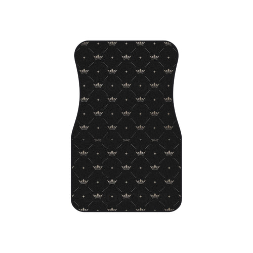 Black Crown Pattern Car Mats (Set of 4) — Luxury Non-Slip Auto Floor Mats