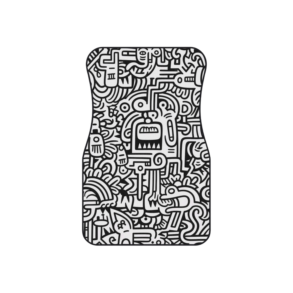 Abstract Doodle Car Mats (Set of 4) — Black & White Street Art Floor Liners