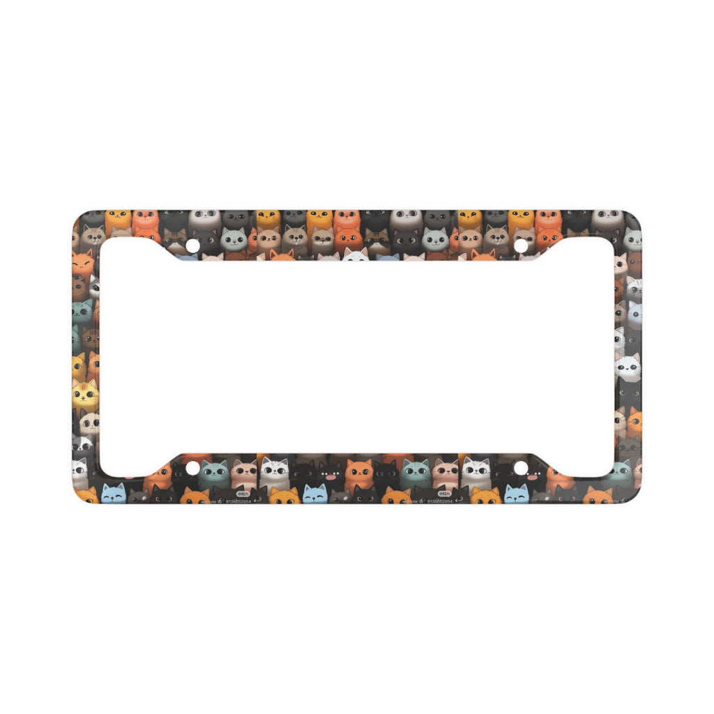 Cute Cat Pattern License Plate Frame — Fun Kitty Car Accessory