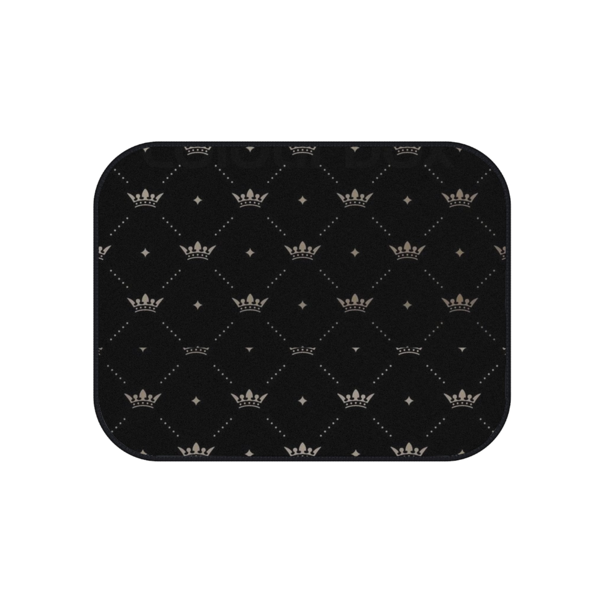 Black Crown Pattern Car Mats (Set of 4) — Luxury Non-Slip Auto Floor Mats