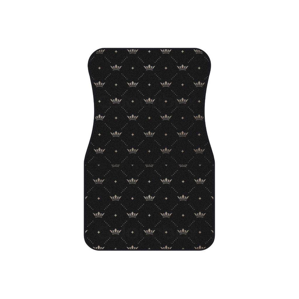 Black Crown Pattern Car Mats (Set of 4) — Luxury Non-Slip Auto Floor Mats