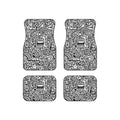 Abstract Doodle Car Mats (Set of 4) — Black & White Street Art Floor Liners